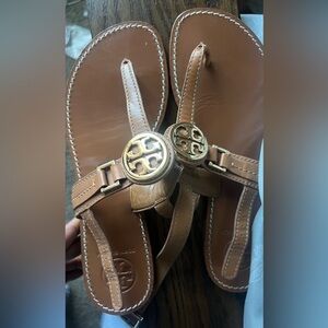 Tory Burch Brown Sandals with Gold Accents